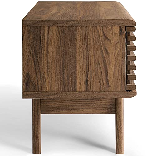 Render 46" Mid-Century Modern Low Profile Media Console TV Stand, 46 Inch, Walnut