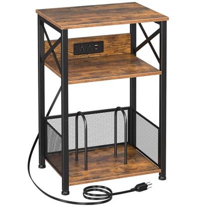 Record Player Stand with Charging Station, Vinyl Record Storage, view 2