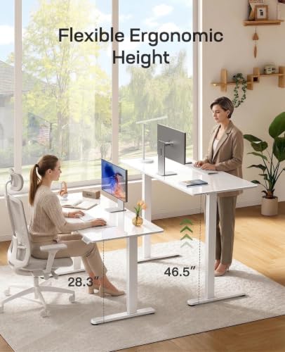 40 x 24 inch Glass Standing Desk with 4-Zone Drawer Storage, White, view 6
