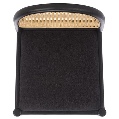 SAFAVIEH Couture - Laylie 37-Inch Counter Stool - Black Solid Wood & Cushion with Natural Cane Rattan Weave - Fully Assembled - Ideal for Kitchen, Dining Room (SFV1608D)