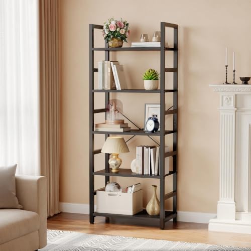 5-Tier Bookshelf, Modern Tall Bookcase Book Shelf Storage Organizer, view 3