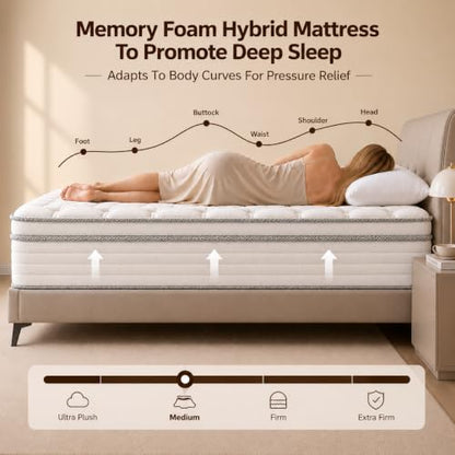Full Mattress 12 Inch, Hybrid Spring Mattress, Medium Firm, view 4