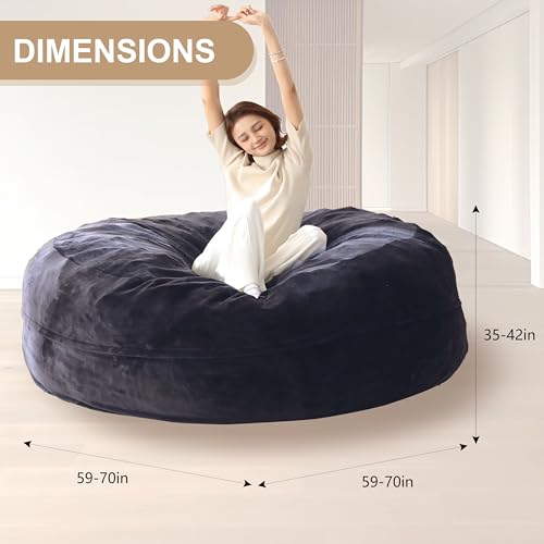 Bean Bag Chair for Adults Soft Comfy Bean Bag for Adults, Cozy Reading Chair, Large Round Bean Bag Couch, Versatile Living Room & Bedroom Chairs (Blue, 6FT)