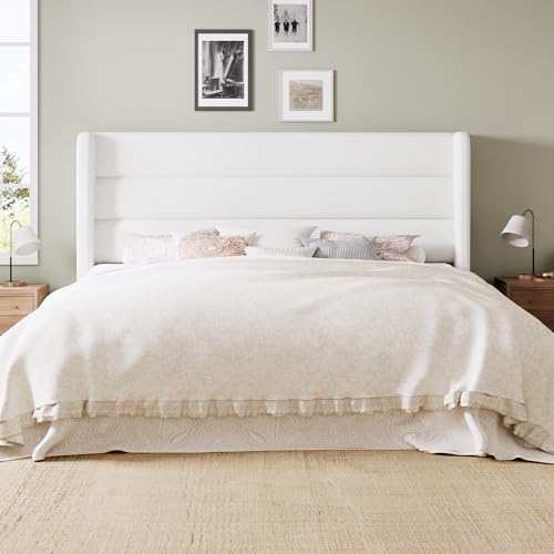 Queen Wood Bed Frame with Velvet Headboard, Storage, Strong Slats, White, view 4