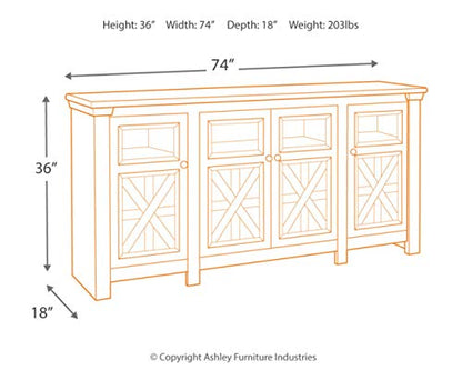 Signature Design by Ashley TV Stand, 74" Farmhouse, White/Weathered Gray, view 5