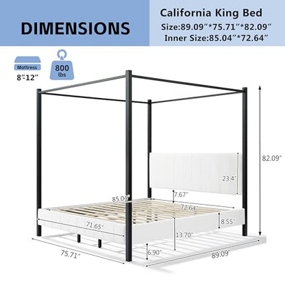 Xamia California King Size Canopy Bed Frame, view 3