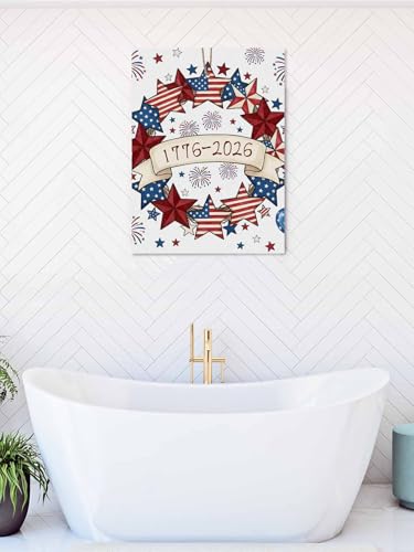 NuYeBiofx 250th Anniversary Star Stripe Canvas Wall Art Prints,30"x20" Framed Picture Artwork Red Blue American Flag Printed Canvas Oil Painting for Living Room Bedroom Office,Ready to Hang