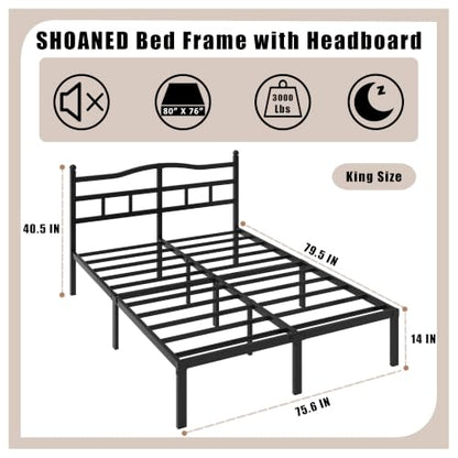 Metal Bed Frame with Headboard, view 3