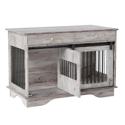 47'' Dog Crate Furniture with Barn Door, view 2