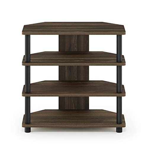 Turn-N-Tube Easy Assembly 4-Tier Petite Entertainment Center / TV Stand / TV Unit / TV Desk, Columbia Walnut/Black