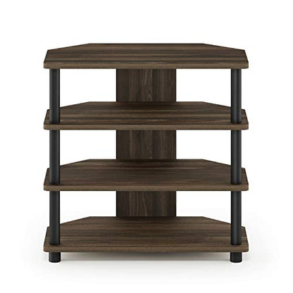 Turn-N-Tube Easy Assembly 4-Tier Petite Entertainment Center / TV Stand / TV Unit / TV Desk, Columbia Walnut/Black