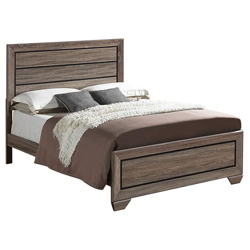 Coaster Home Furnishings Kauffman Transitional 4-Piece Bedroom Set Queen Size Panel Bed Frame 54-inch Headboard Washed Taupe 204191Q-S4