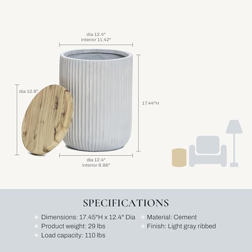 LuxenHome 18" Outdoor Side Table with Storage, view 2