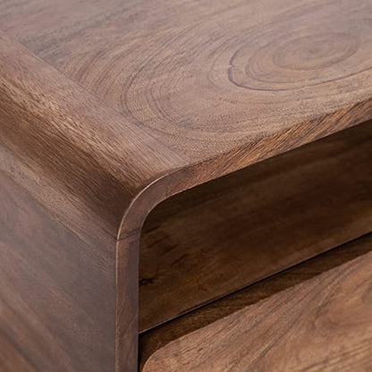 Kato Modern Wood Floating Side Table with Drawer, 18 x 10 x 9, Walnut Brown, Contemporary Wooden Floating Nightstand for Bedroom Bedside Table