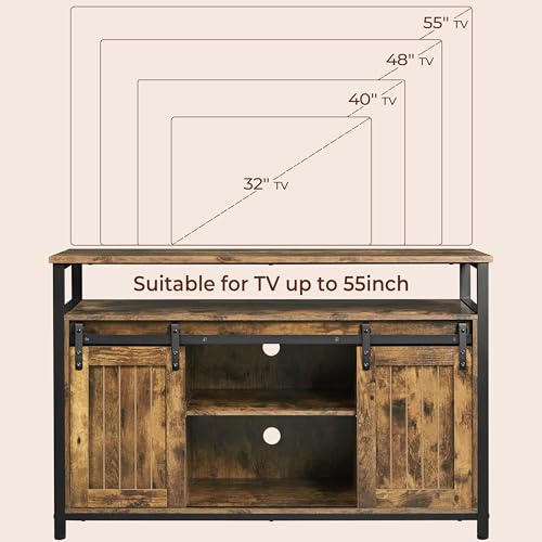Yaheetech TV Stand, Entertainment Center with Storage Cabinets for 55 Inches TV, Barn Door TV Stand with Height Adjustable Shelves, Farmhouse TV Console for Living Room, 47 Inch