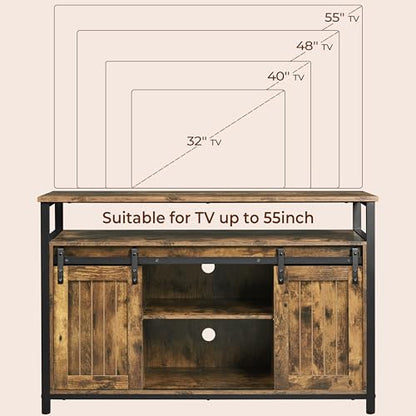Yaheetech TV Stand, Entertainment Center with Storage Cabinets for 55 Inches TV, Barn Door TV Stand with Height Adjustable Shelves, Farmhouse TV Console for Living Room, 47 Inch