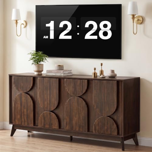 63 Inch Mid Century Modern TV Stand Up to 70inch TV, Dark Walnut, view 2