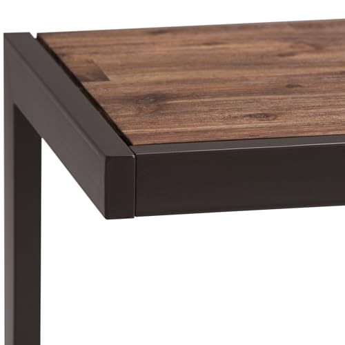 Erina SOLID ACACIA WOOD and Metal 52 inch Wide Industrial Console Sofa Table in Rustic Natural Aged Brown for the Living room Entryway and Bedroom
