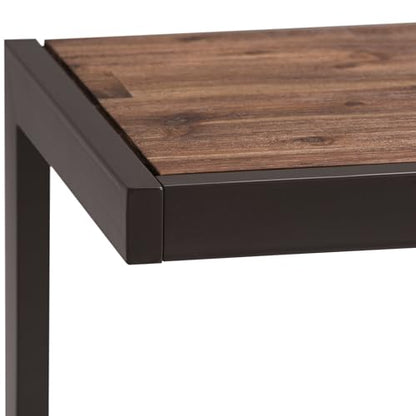 Erina SOLID ACACIA WOOD and Metal 52 inch Wide Industrial Console Sofa Table in Rustic Natural Aged Brown for the Living room Entryway and Bedroom