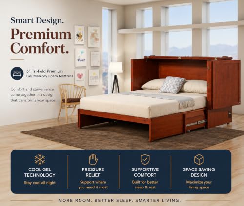 Daily Delight Murphy Cabinet Chest Bed with Charging Station & 6" Memory Foam, view 4