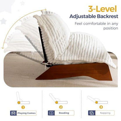 Adjustable Living Room Chair, 3-Position Bean Bag Chair with Frame, view 4