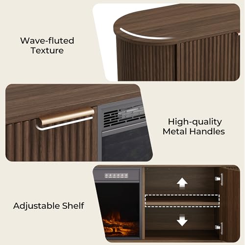 CHITA 70" Fireplace TV Stand with 23" Fireplace for TVs Up to 80", Walnut, view 6