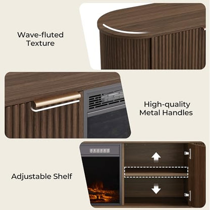 CHITA 70" Fireplace TV Stand with 23" Fireplace for TVs Up to 80", Walnut, view 6