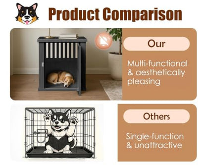 29.65 Inch Small Dog Crate Furniture, Black, view 5