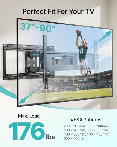Full Motion TV Wall Mount for 37-90 Inch TVs up to 176lbs, view 3