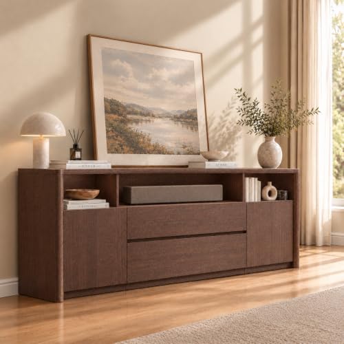 Amada 70" Mid Century TV Stand for TVs Up to 80", Thick TV Console, Walnut, view 6