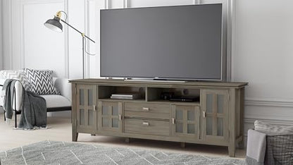 Artisan 72" Wide Solid Wood TV Stand in Distressed Grey, view 5