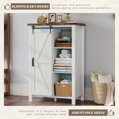 31.5" Farmhouse 5-Drawer Dresser with Barn Doors, Distressed White, view 5