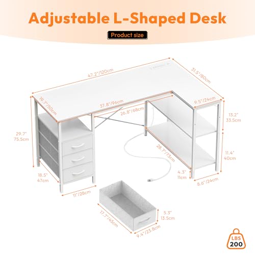 L Shaped Gaming Desk with Power Outlets, view 4