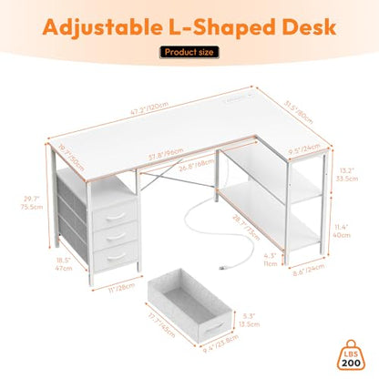 L Shaped Gaming Desk with Power Outlets, view 4