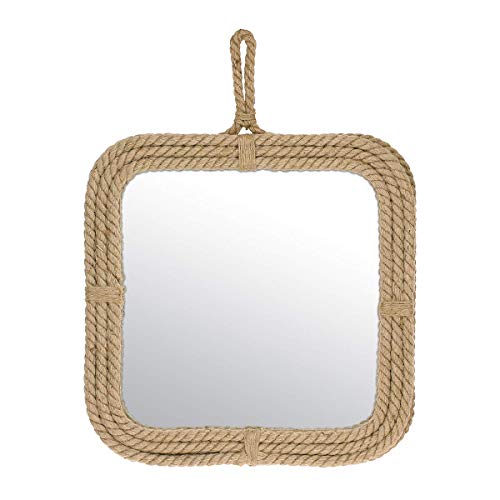 Small Square Rope Mirror for Wall, Light Weight, Rustic Decoration,Tan