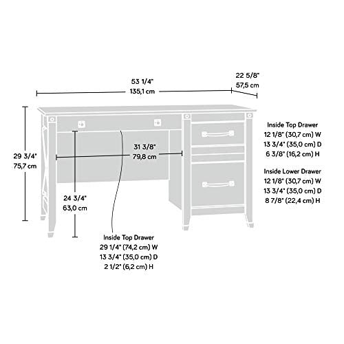 Carson Forge Vintage Rustic Computer Desk for Home Office with Drawers, in Washington Cherry; L: 53.19" x W: 22.64" x H: 29.80"