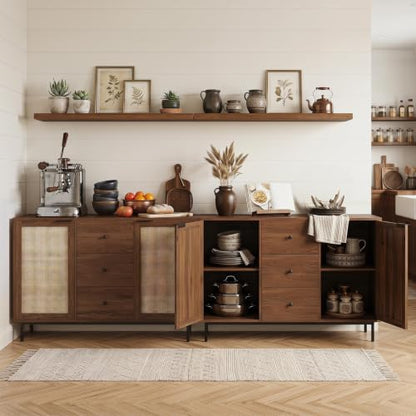 47.5" Sideboard Buffet Cabinet with Storage, Wooden Credenza, Brown, view 5