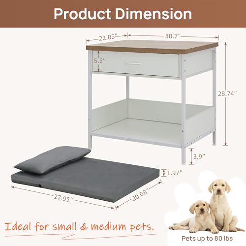 Multi-Functional Dog Bed End Table with Storage Drawer, view 3