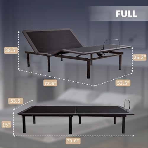 Full Size Adjustable Bed Frame + 12 Inch Gel Memory Foam Mattress, view 3