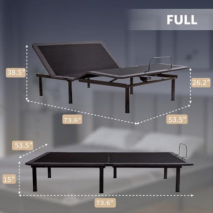 Full Size Adjustable Bed Frame + 12 Inch Gel Memory Foam Mattress, view 3