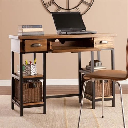 SEI Furniture Mirada Writing Desk in Weathered Gray and Matte Black