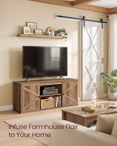 Farmhouse TV Stand for 65'' TV, Media Console, Sliding Barn Doors, view 8