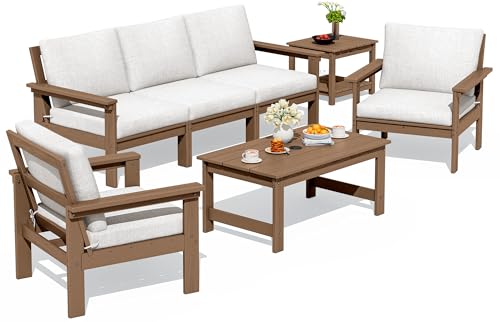 HDPE Outdoor Patio Furniture Set | with Coffee Table & Side Table