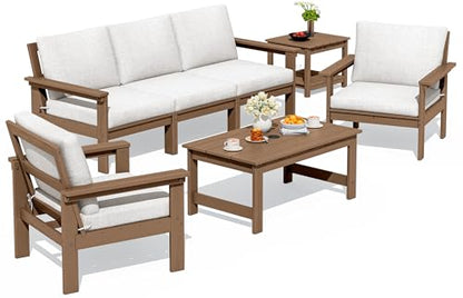 HDPE Outdoor Patio Furniture Set | with Coffee Table & Side Table