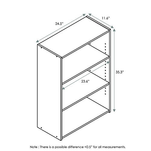 WRIGHT Book Shelf, 3-Tier Modern Bookshelf, Bookcase with Closed Back, 11.6" x 24.5" x 35.3", for Living Room, Bedroom, Home Office, Soft White