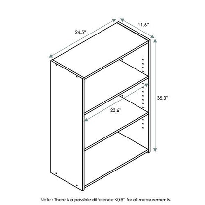 WRIGHT Book Shelf, 3-Tier Modern Bookshelf, Bookcase with Closed Back, 11.6" x 24.5" x 35.3", for Living Room, Bedroom, Home Office, Soft White