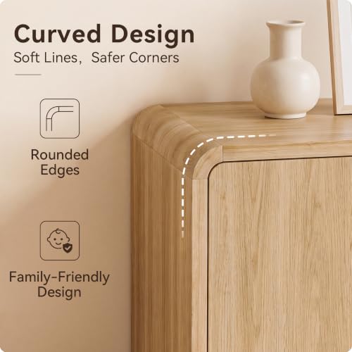 70" Curved TV Stand for 75 Inch TV, Modern Wood Media Console, view 5