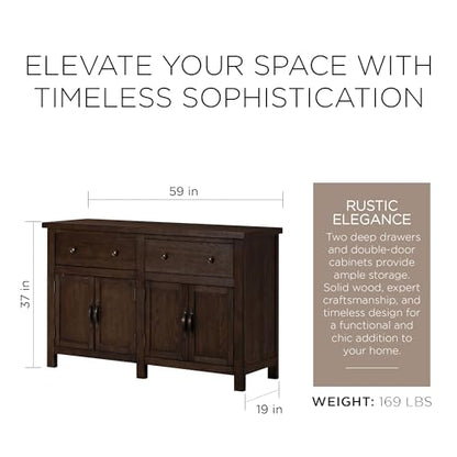 Maven Lane Felix Rustic Large Wooden Sideboard, view 4