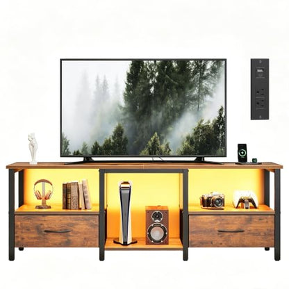 TV Stand for 65 Inch TV, 59'' Under TV Cabinet, Rustic Brown, view 2