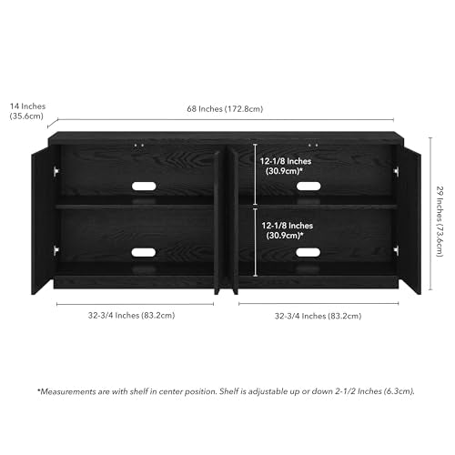 Henn&Hart 68" Fluted Modern Sideboard Buffet Cabinet, Natural Black, view 5